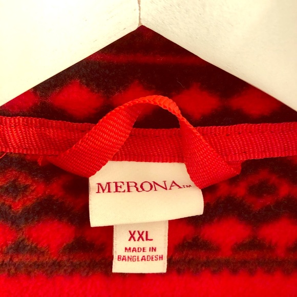 Merona Fleece Red/Navy Striped Jacket-Sz XXL - Picture 3 of 3